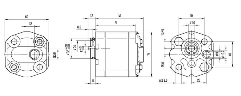 Dimensions of hydraulic pump Dimensions of hydraulic pump